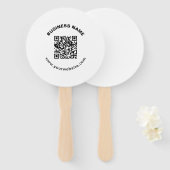 QR-code met bedrijfsnaam vet cirkelvormige tekst Handwaaier (Voorkant en achterkant)