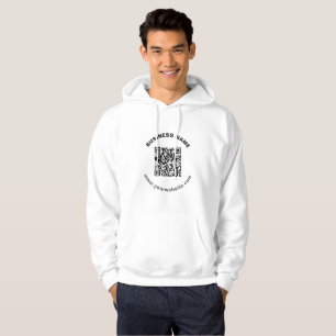 QR-code met bedrijfsnaam vet cirkelvormige tekst Hoodie