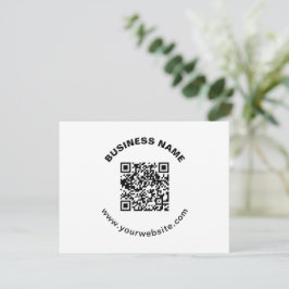 QR-code met bedrijfsnaam vet cirkelvormige tekst Notitiekaartje
