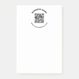 QR-code met bedrijfsnaam vet cirkelvormige tekst Post-it® Notes