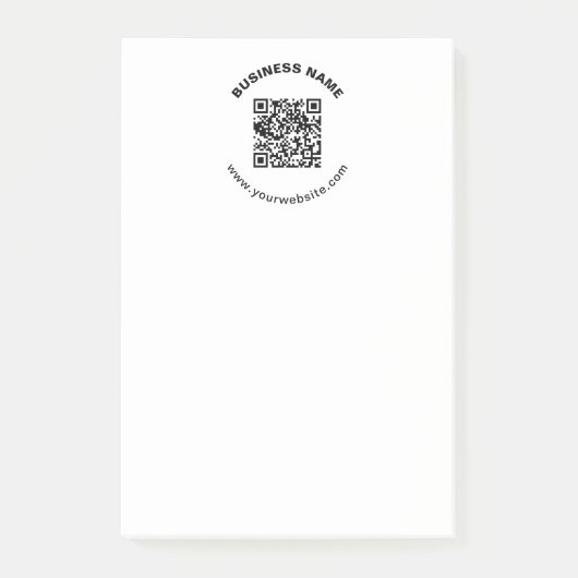 QR-code met bedrijfsnaam vet cirkelvormige tekst Post-it® Notes (Voorkant)