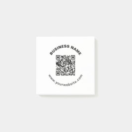 QR-code met bedrijfsnaam vet cirkelvormige tekst Post-it® Notes