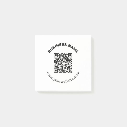 QR-code met bedrijfsnaam vet cirkelvormige tekst Post-it® Notes (Voorkant)