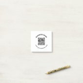 QR-code met bedrijfsnaam vet cirkelvormige tekst Post-it® Notes (Op bureau)