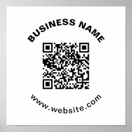 QR-code met bedrijfsnaam vet cirkelvormige tekst Poster