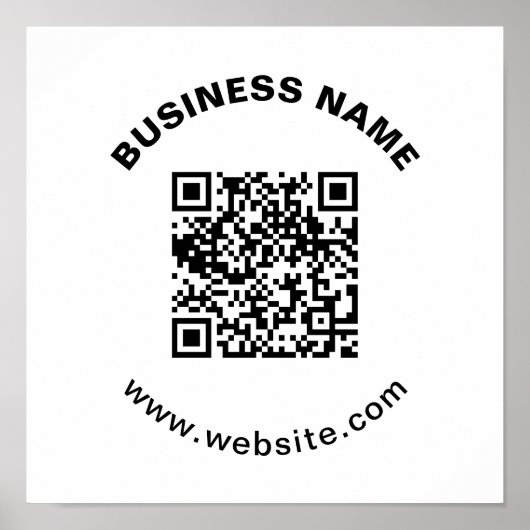 QR-code met bedrijfsnaam vet cirkelvormige tekst Poster (Voorkant)