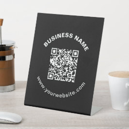 QR-code met bedrijfsnaam vet cirkelvormige tekst Reclamebord Met Voetstuk