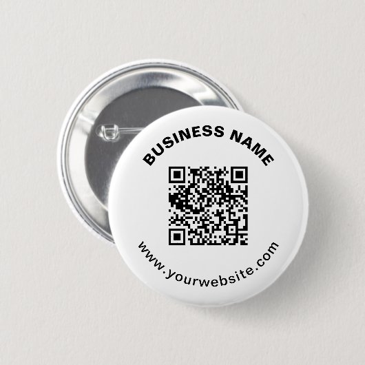 QR-code met bedrijfsnaam vet cirkelvormige tekst Ronde Button 5,7 Cm (Voorkant /achterkant)