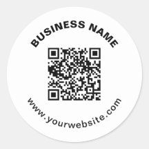 QR-code met bedrijfsnaam vet cirkelvormige tekst