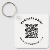 QR-code met bedrijfsnaam vet cirkelvormige tekst Sleutelhanger (Voorkant)