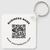 QR-code met bedrijfsnaam vet cirkelvormige tekst Sleutelhanger (Achterkant)