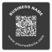 QR-code met bedrijfsnaam vet cirkelvormige tekst Sticker (Voorkant)