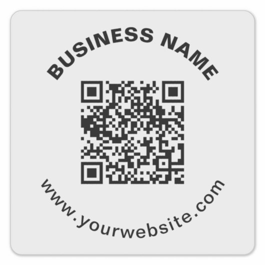 QR-code met bedrijfsnaam vet cirkelvormige tekst Sticker (Voorkant)
