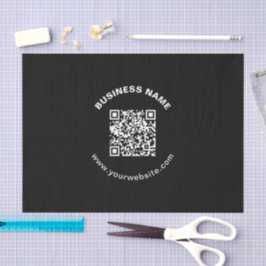 QR-code met bedrijfsnaam vet cirkelvormige tekst Tissuepapier