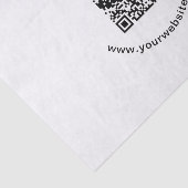 QR-code met bedrijfsnaam vet cirkelvormige tekst Tissuepapier (Detail)