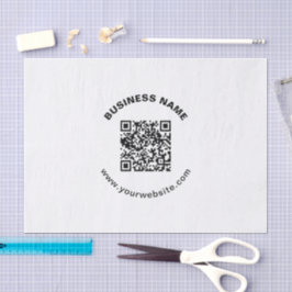 QR-code met bedrijfsnaam vet cirkelvormige tekst Tissuepapier