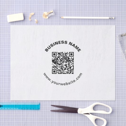 QR-code met bedrijfsnaam vet cirkelvormige tekst Tissuepapier (Craft)
