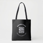 QR-code met bedrijfsnaam vet cirkelvormige tekst Tote Bag (Voorkant)