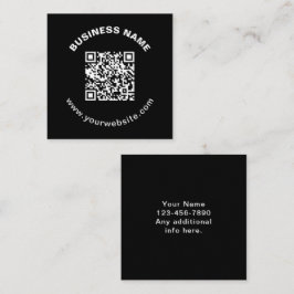 QR-code met bedrijfsnaam vet cirkelvormige tekst Vierkante Visitekaartje