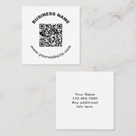 QR-code met bedrijfsnaam vet cirkelvormige tekst Vierkante Visitekaartje