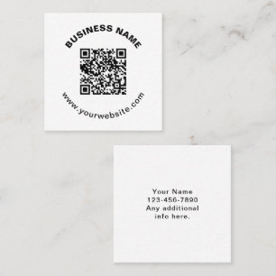 QR-code met bedrijfsnaam vet cirkelvormige tekst Vierkante Visitekaartje