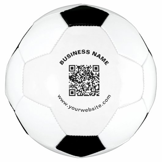 QR-code met bedrijfsnaam vet cirkelvormige tekst Voetbal (Voorkant)
