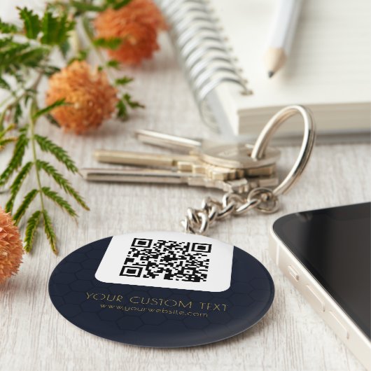 QR-code met blauwegant van de douanetekst Sleutelhanger (Zijkant)