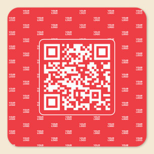 QR-code met je Logo of Afbeelding betegeld Vierkante Sticker
