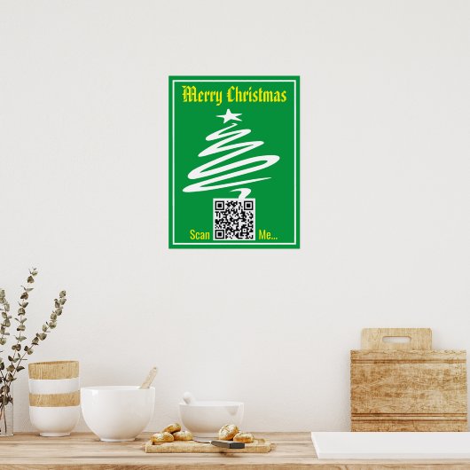 QR-code met kerstgroet op een Poster (Keuken)