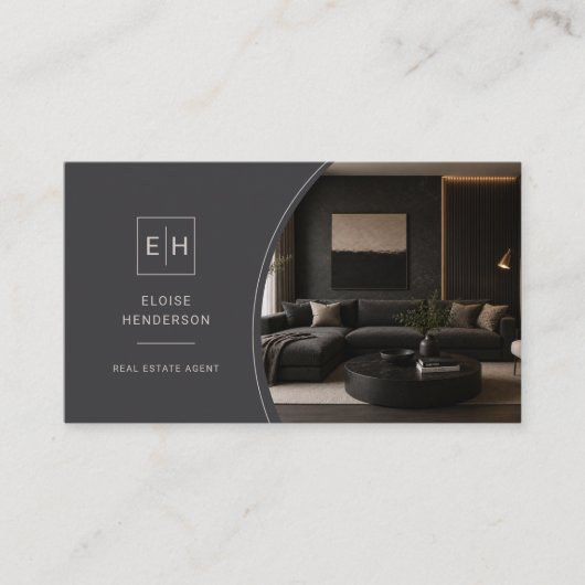 QR-code met luxe monogram voor makelaar Visitekaartje (Voorkant)