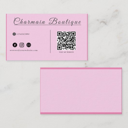 QR-code Met ons verbinden, Blush roze Visitekaartj Visitekaartje (Voorkant / Achterkant)