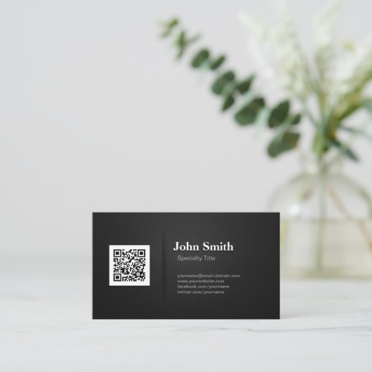 QR-code met Professional Elegant Black Mesh Visitekaartje (Staand voorkant)