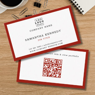 QR-code met rode rand professioneel aangepaste log Visitekaartje