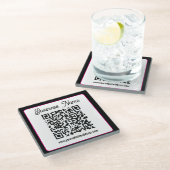 QR-code met script cursief handschrift Glazen Onderzetter (Schuin)