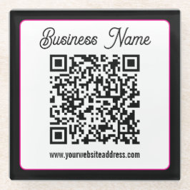 QR-code met script cursief handschrift Glazen Onderzetter