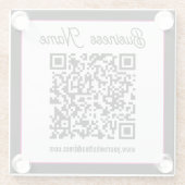 QR-code met script cursief handschrift Glazen Onderzetter (Achterkant)
