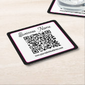 QR-code met script cursief handschrift Kartonnen Onderzetters (Schuin)