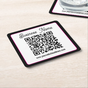 QR-code met script cursief handschrift Kartonnen Onderzetters