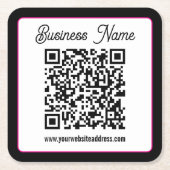 QR-code met script cursief handschrift Kartonnen Onderzetters (Voorkant)