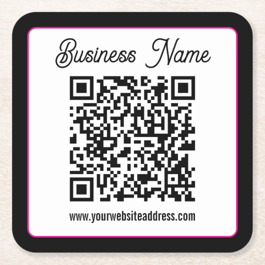 QR-code met script cursief handschrift Kartonnen Onderzetters (Voorkant)