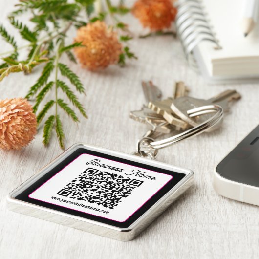 QR-code met script cursief handschrift Sleutelhanger (Zijkant)