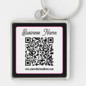 QR-code met script cursief handschrift Sleutelhanger (Voorkant)