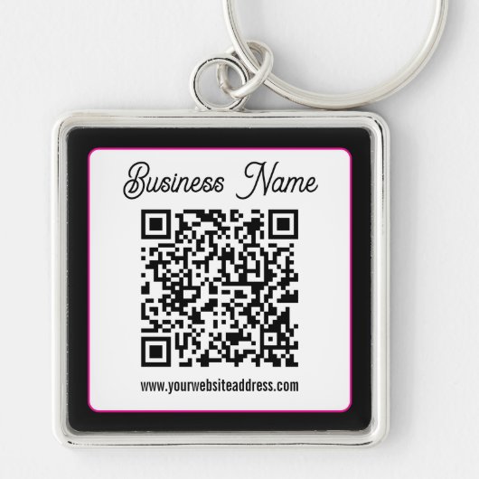QR-code met script cursief handschrift Sleutelhanger (Voorkant)