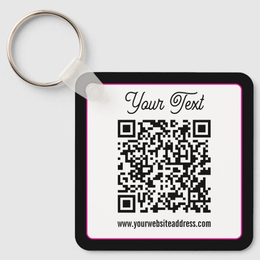 QR-code met script cursief handschrift Sleutelhanger (Voorkant)