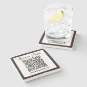 QR-code met script cursief handschrift Stenen Onderzetter (Zijkant)