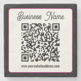 QR-code met script cursief handschrift Stenen Onderzetter