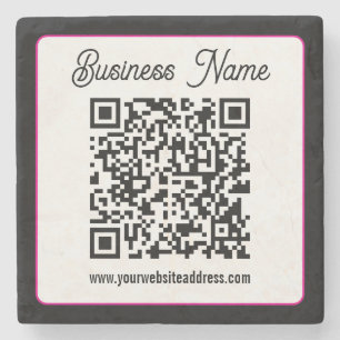 QR-code met script cursief handschrift Stenen Onderzetter