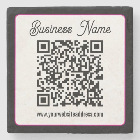 QR-code met script cursief handschrift Stenen Onderzetter (Voorkant)