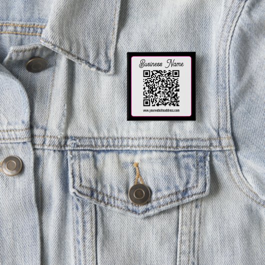 QR-code met script cursief handschrift Vierkante Button 5,1 Cm (In situ)