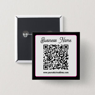 QR-code met script cursief handschrift Vierkante Button 5,1 Cm